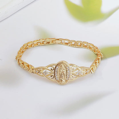 [Молитвена гривна] Кубообразна кристална емблема на Дева Мария, нежно бижу с верижка за жени, подходящо за ежедневно носене и като подарък.