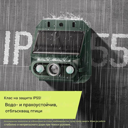 【🔥Купете 1, вземете 1 безплатно】🔥Слънчев ултразвуков репелент за животни за открито и птици с мигаща инфрачервена светлина с червен и син LED