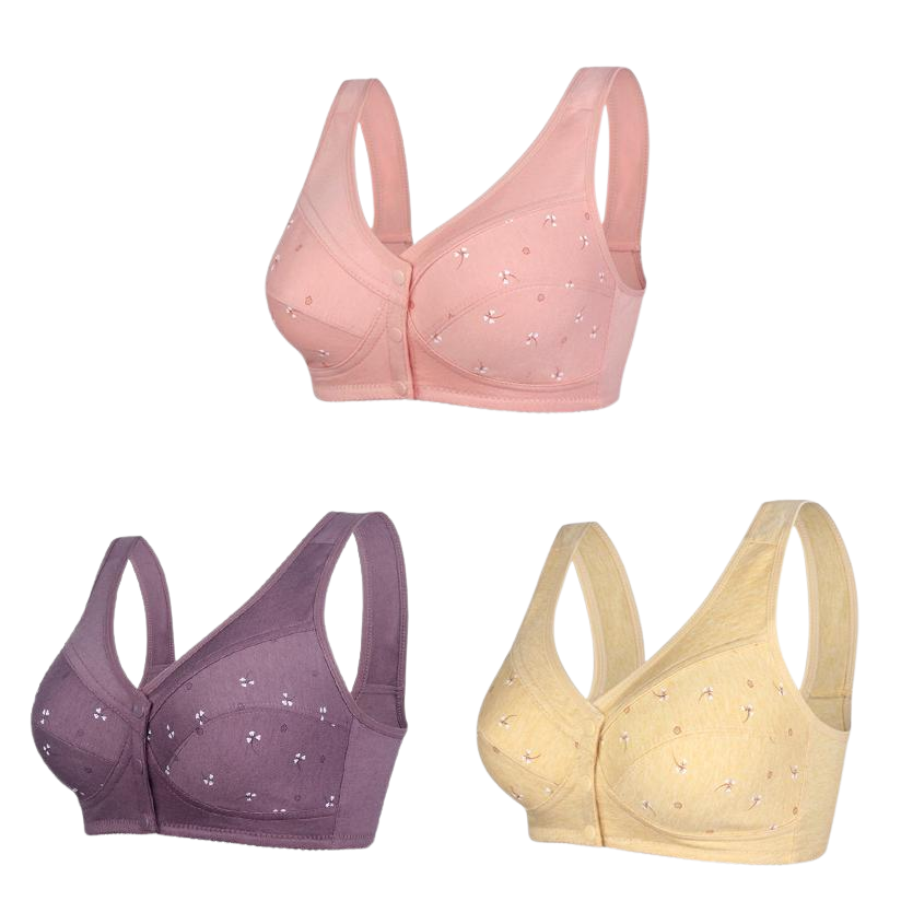 ✨【3 броя】💞【S-6XL】Удобен дамски памучен сутиен с предно закопчаване🎉49% отстъпка