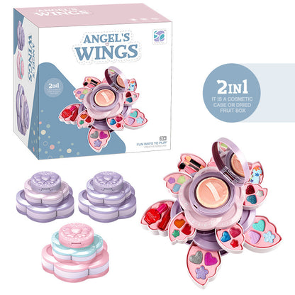 👸💄Детски въртящ се козметичен комплект с флорален мотив, играчки за грим, аксесоари за принцеси, коледни подаръци