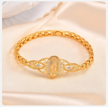 [Молитвена гривна] Кубообразна кристална емблема на Дева Мария, нежно бижу с верижка за жени, подходящо за ежедневно носене и като подарък.