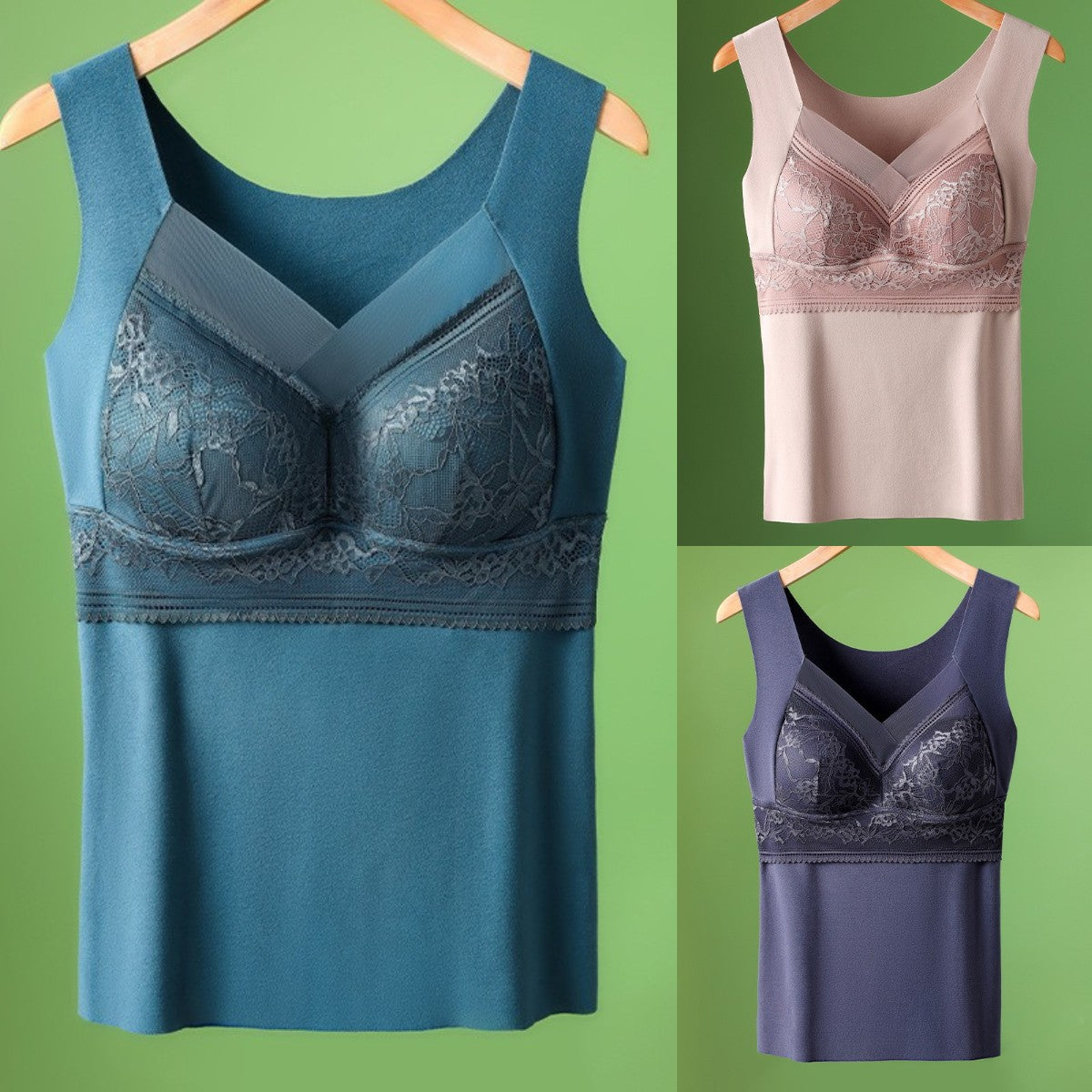 🔥【3 броя】❤️【40-100kg】Есенно и зимно бельо от гъши кадифе с дантела, красив гръб, аксесоари за прибиране на гърдите, предотвратяване на увисване на гърдите✅