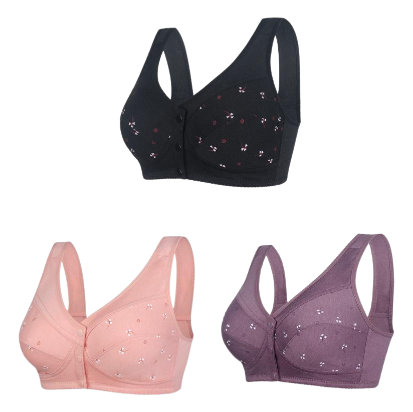 ✨【3 броя】💞【S-6XL】Удобен дамски памучен сутиен с предно закопчаване🎉49% отстъпка