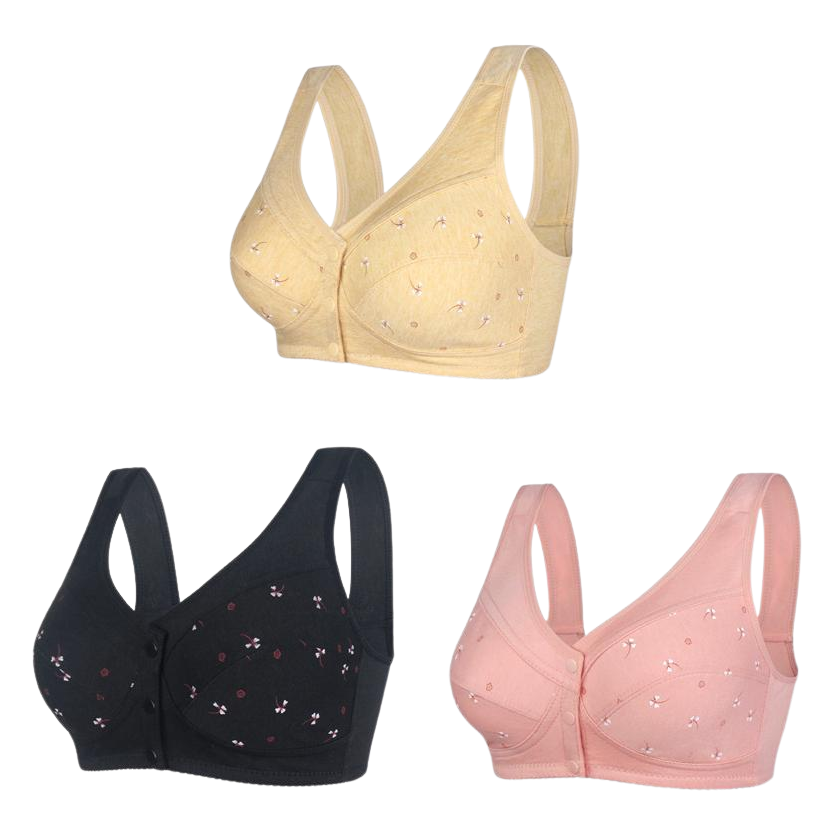 ✨【3 броя】💞【S-6XL】Удобен дамски памучен сутиен с предно закопчаване🎉49% отстъпка