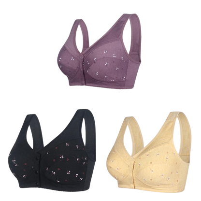 ✨【3 броя】💞【S-6XL】Удобен дамски памучен сутиен с предно закопчаване🎉49% отстъпка