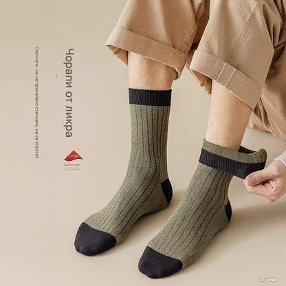 😍🧦【10 чифта】Мъжки чорапи 2025 - нови постъпления за есен и зима, дебели памучни средно високи чорапи, абсорбиращи и против миризма